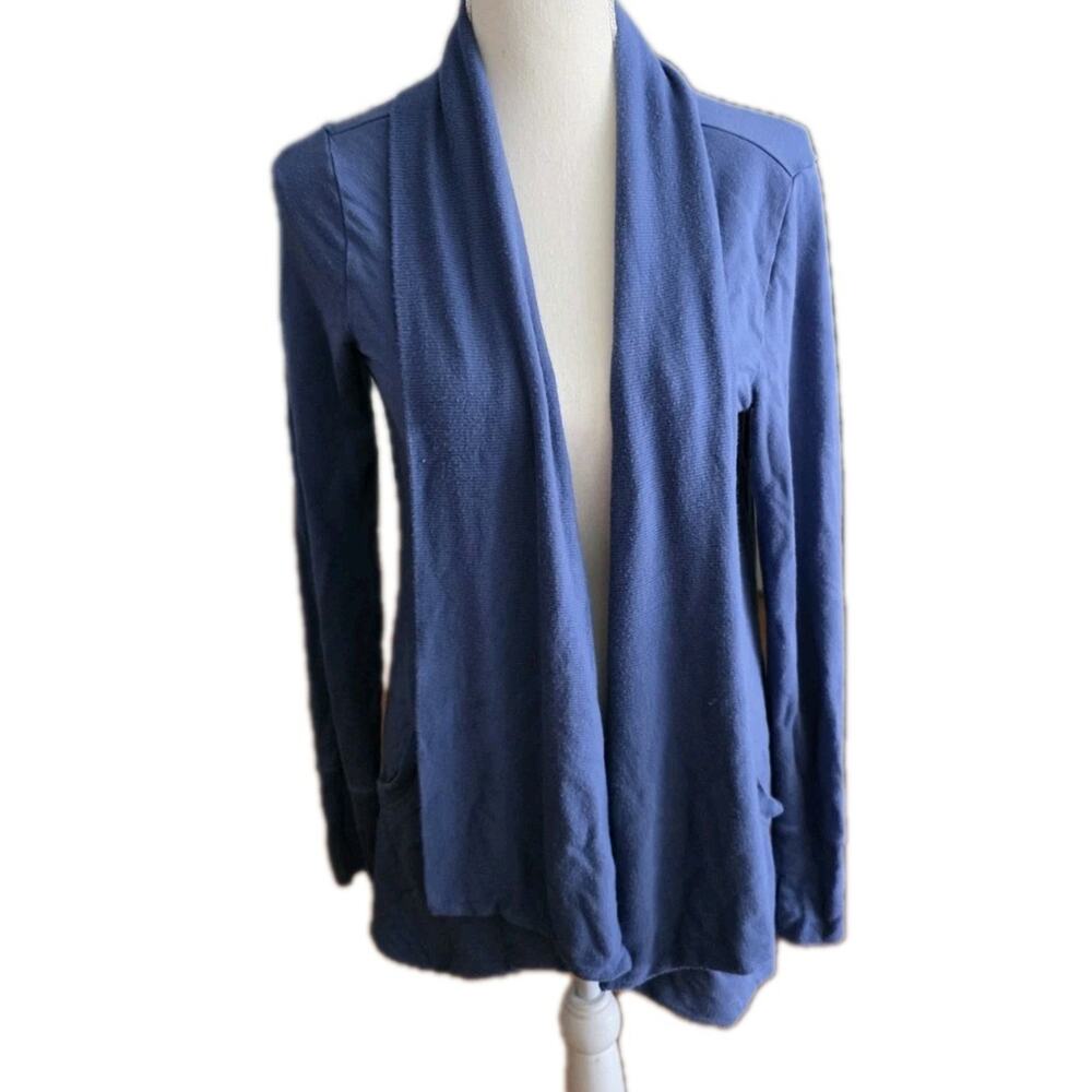 Athleta Pranayama Restore Wrap Cardigan Women's Small Chrome Blue Drape Modal